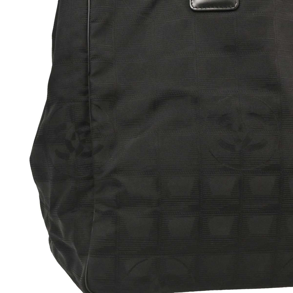 Chanel 2005-2006 Black Jacquard Nylon New Travel Line Tote Handbag
