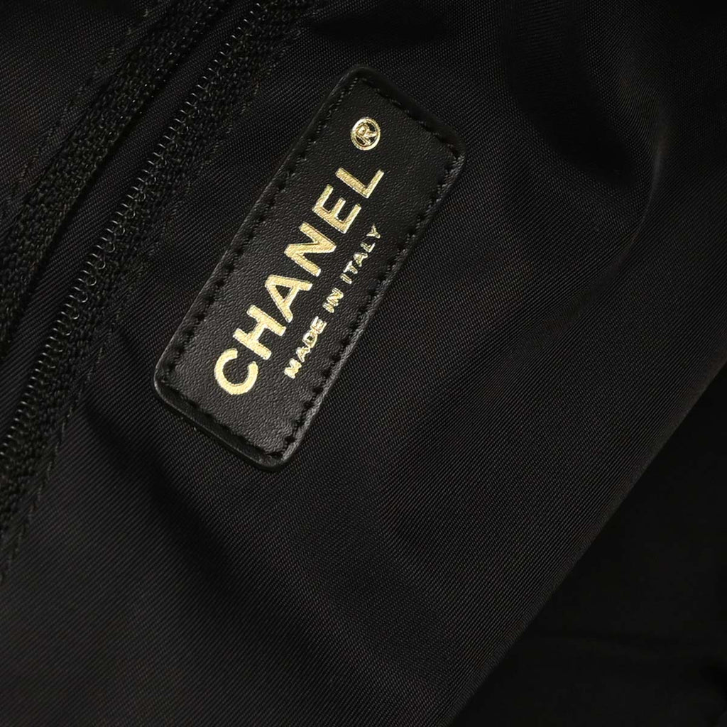Chanel 2005-2006 Black Jacquard Nylon New Travel Line Tote Handbag