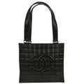 Chanel 2001-2003 Black Lambskin Choco Bar Tote Handbag