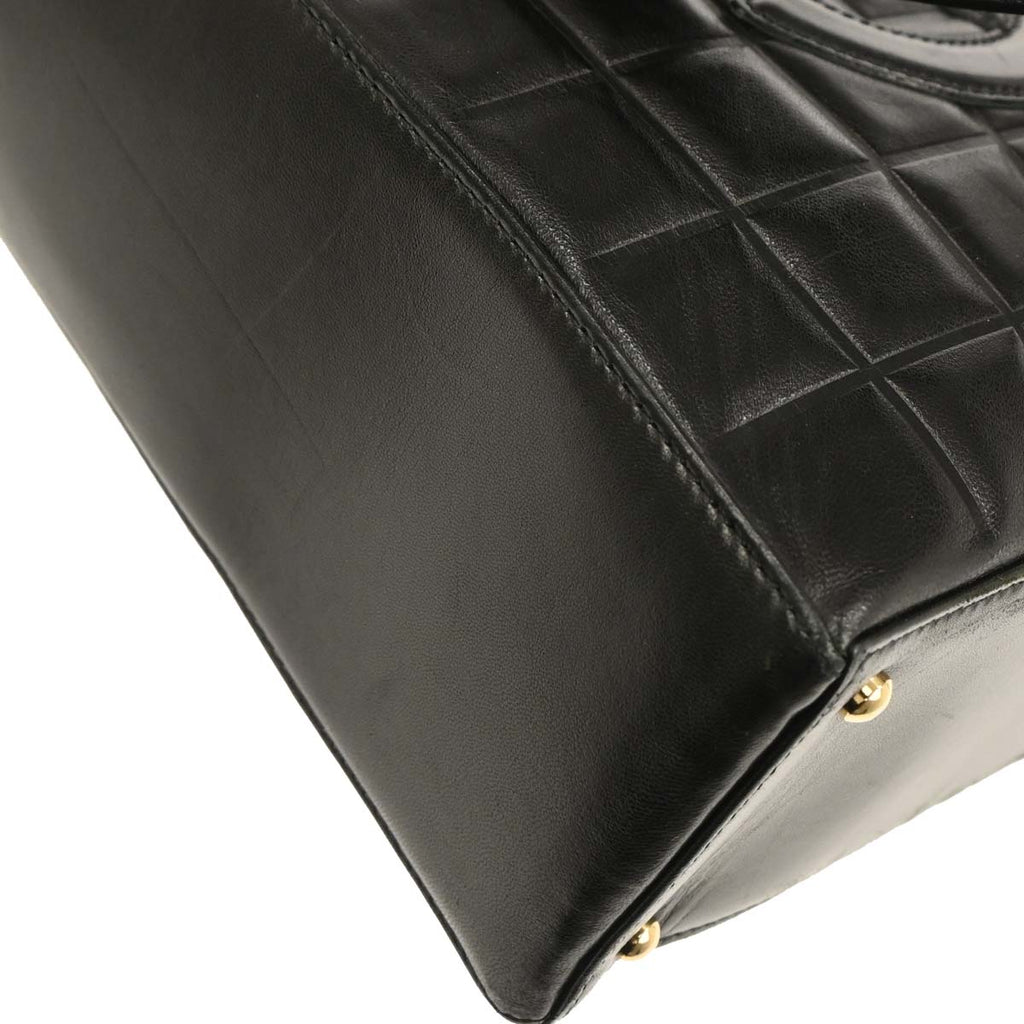 Chanel 2001-2003 Black Lambskin Choco Bar Tote Handbag