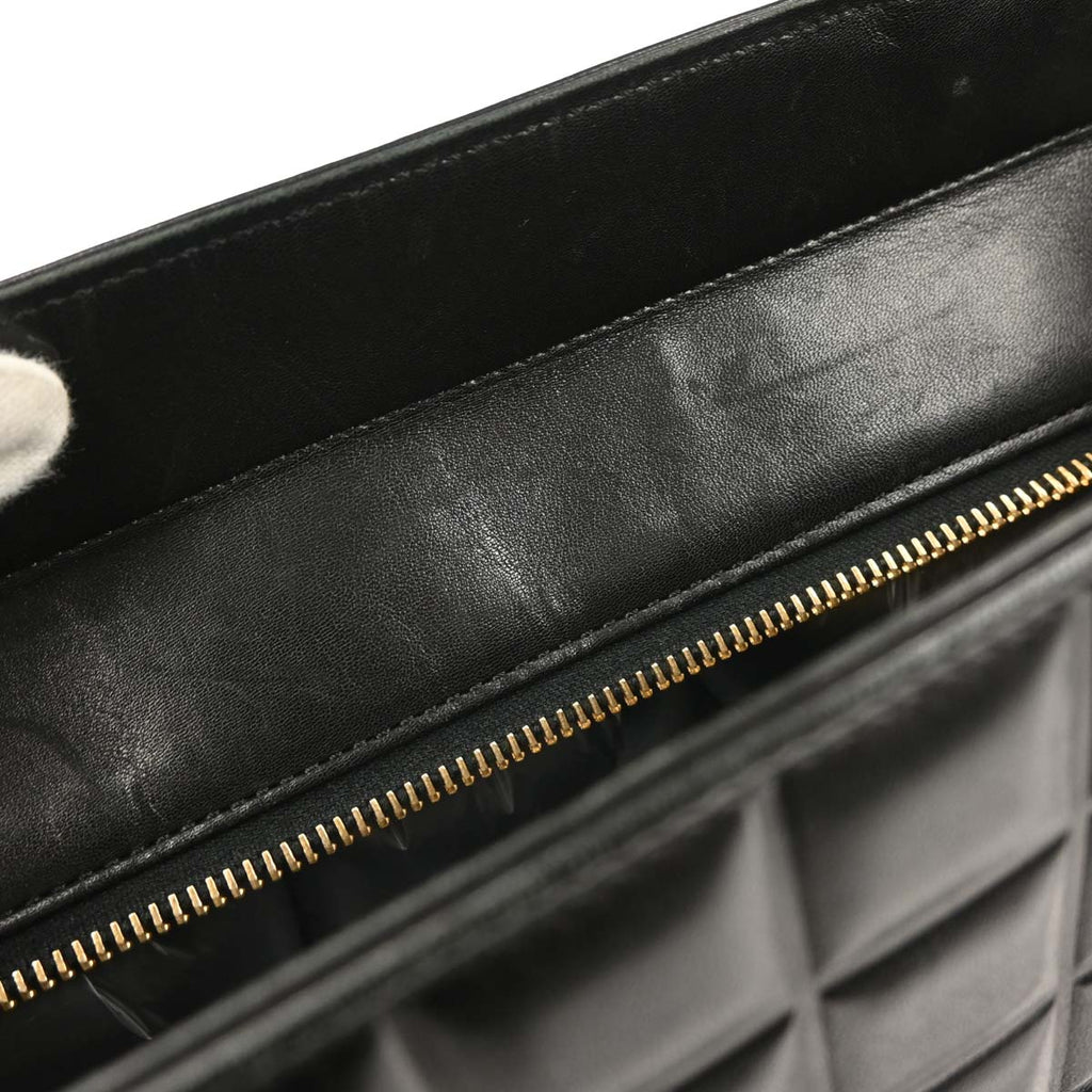 Chanel 2001-2003 Black Lambskin Choco Bar Tote Handbag