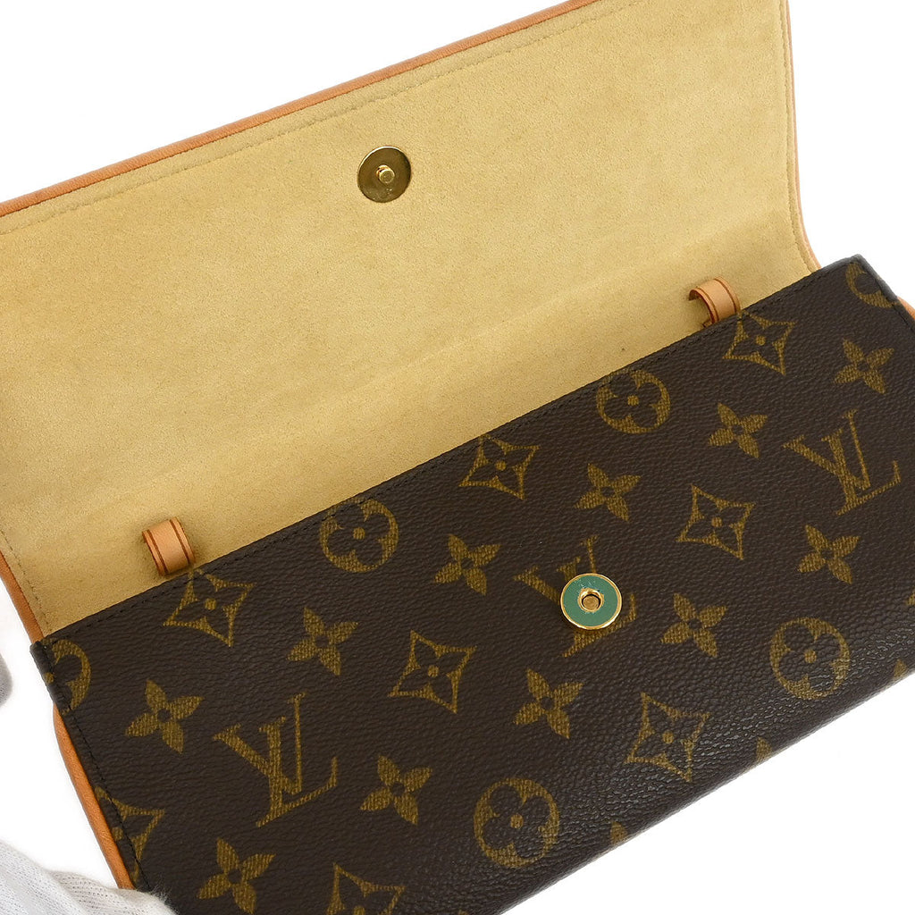 Louis Vuitton 2001 Monogram Pochette Twin GM Crossbody Bag M51852
