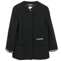 Chanel 1995 Single Breasted Collarless Jacket Black #40