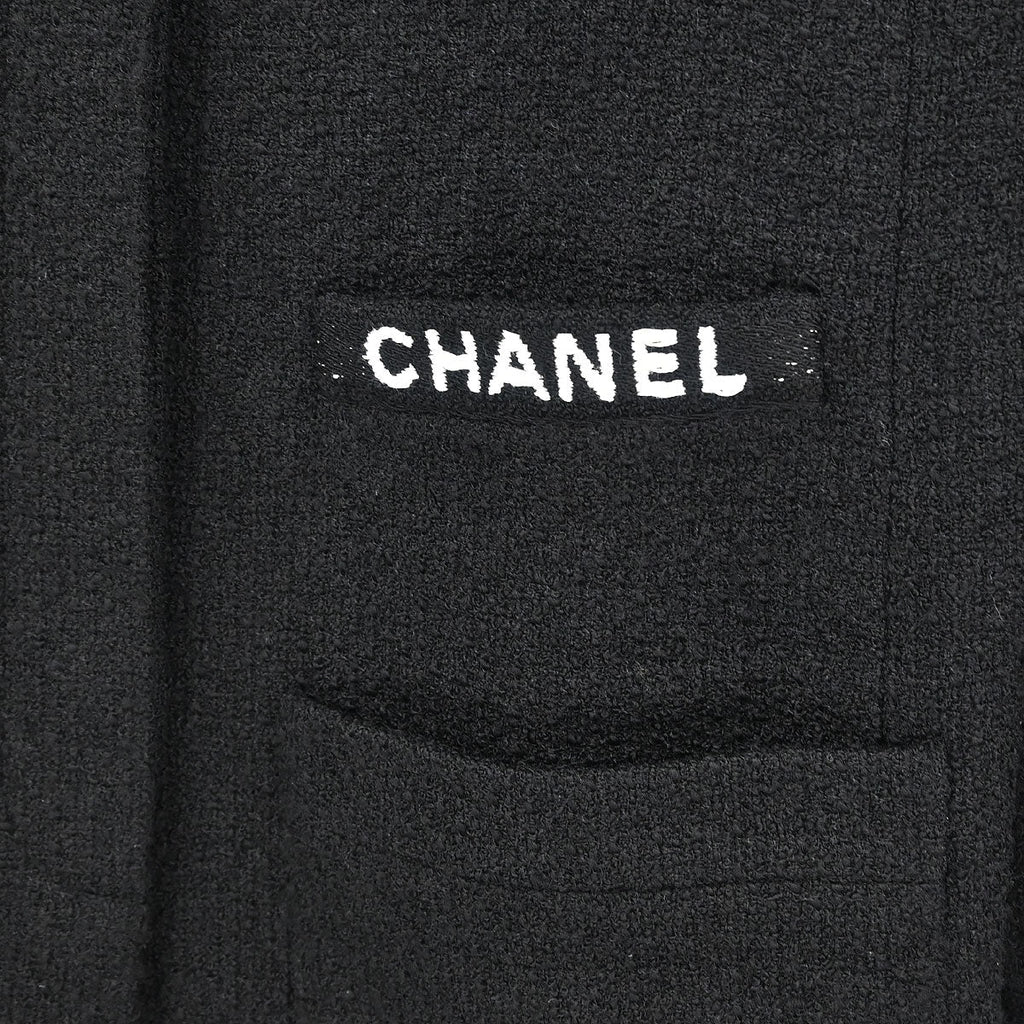 Chanel 1995 Single Breasted Collarless Jacket Black #40
