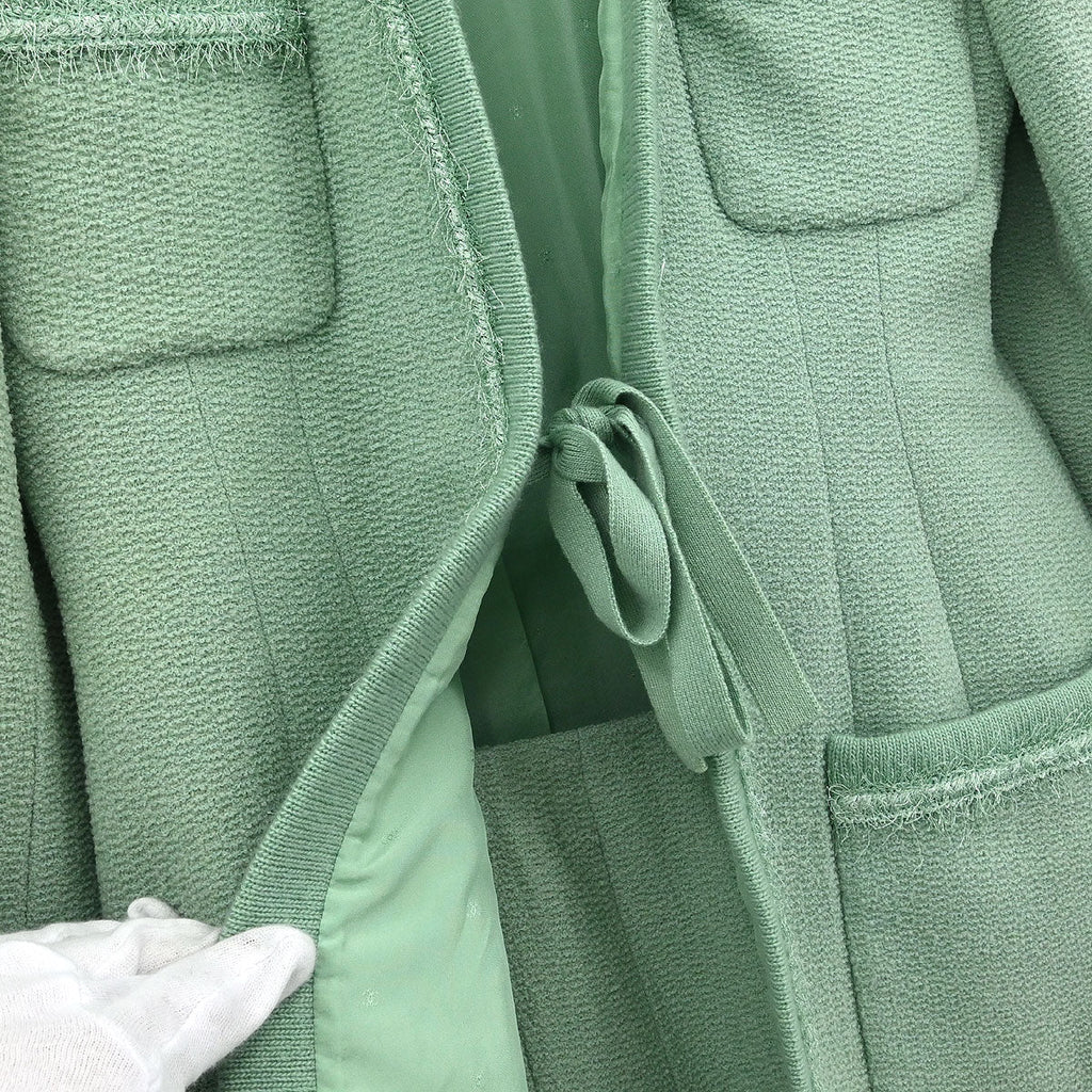 Chanel 1994  Setup Suit Jacket Skirt Mint Green #40