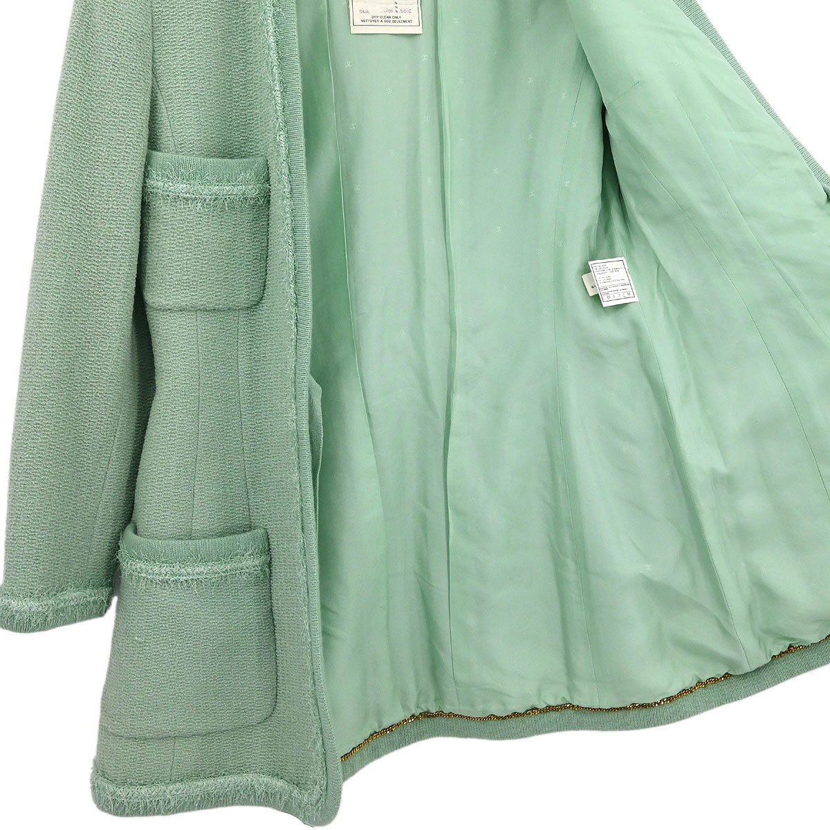 Chanel 1994  Setup Suit Jacket Skirt Mint Green #40