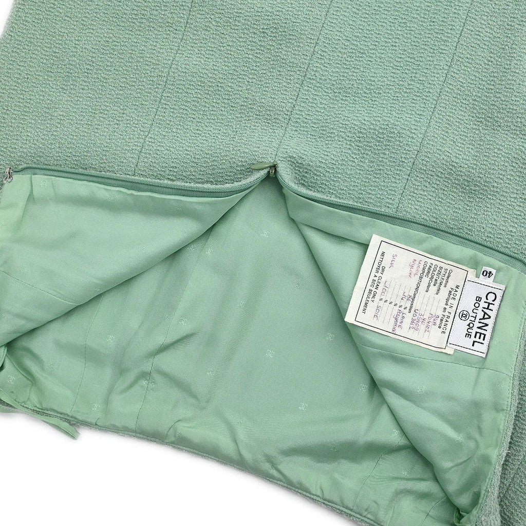 Chanel 1994  Setup Suit Jacket Skirt Mint Green #40