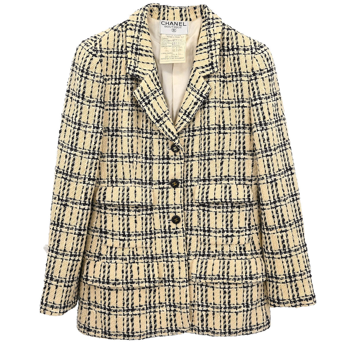 Chanel 1995 Single Breasted Jacket Ivory #42