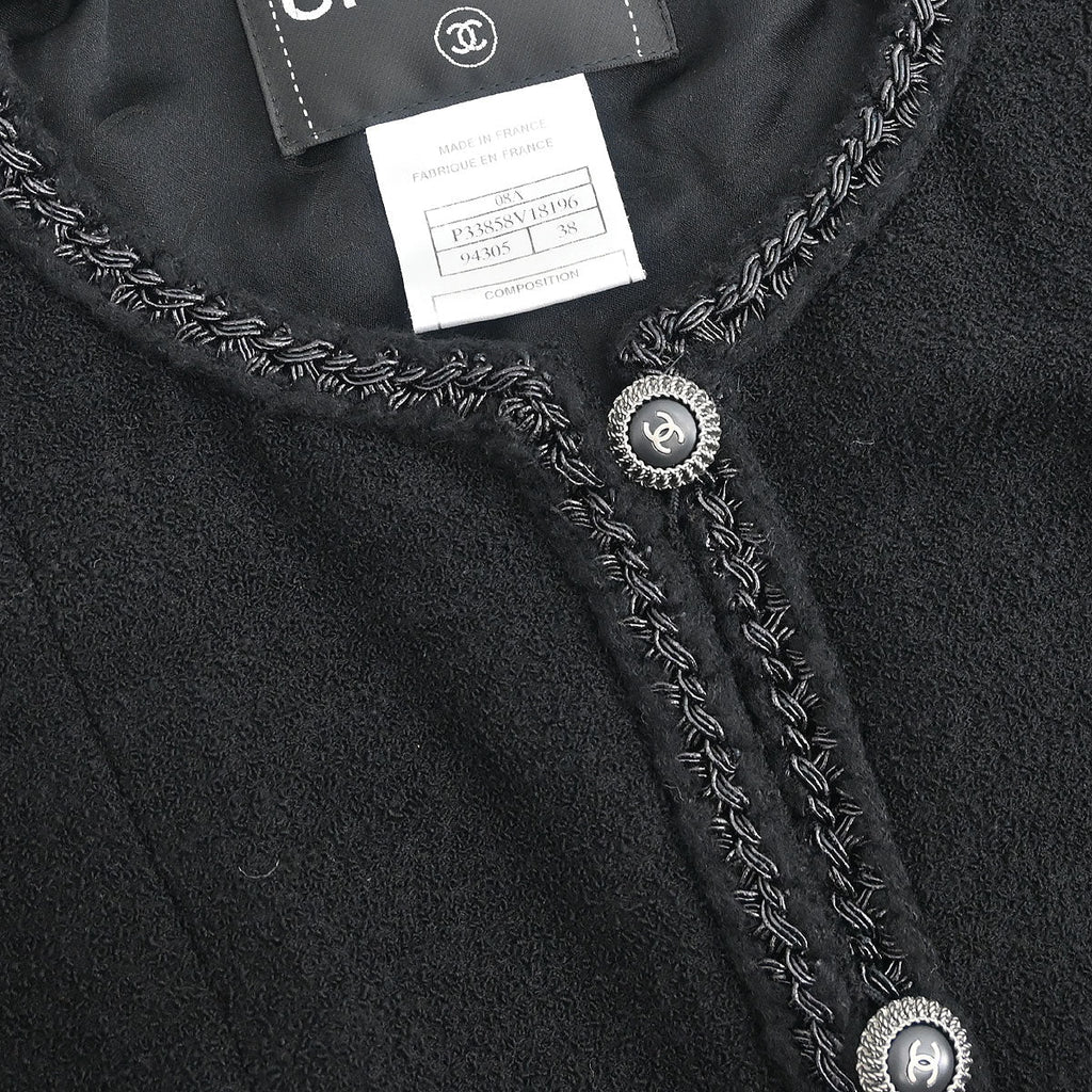 Chanel 2008 Single Breasted Jacket Black #38