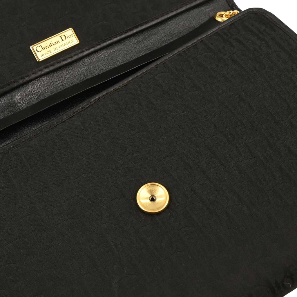 Christian Dior Black Canvas Trotter Shoulder Bag
