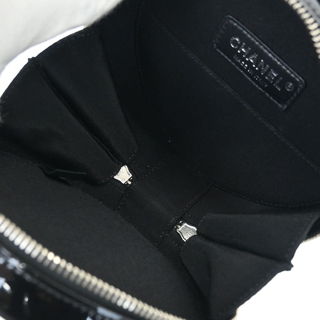 Chanel 2017-2018 Metallic Silver Patent Leather Round Chain Shoulder Bag