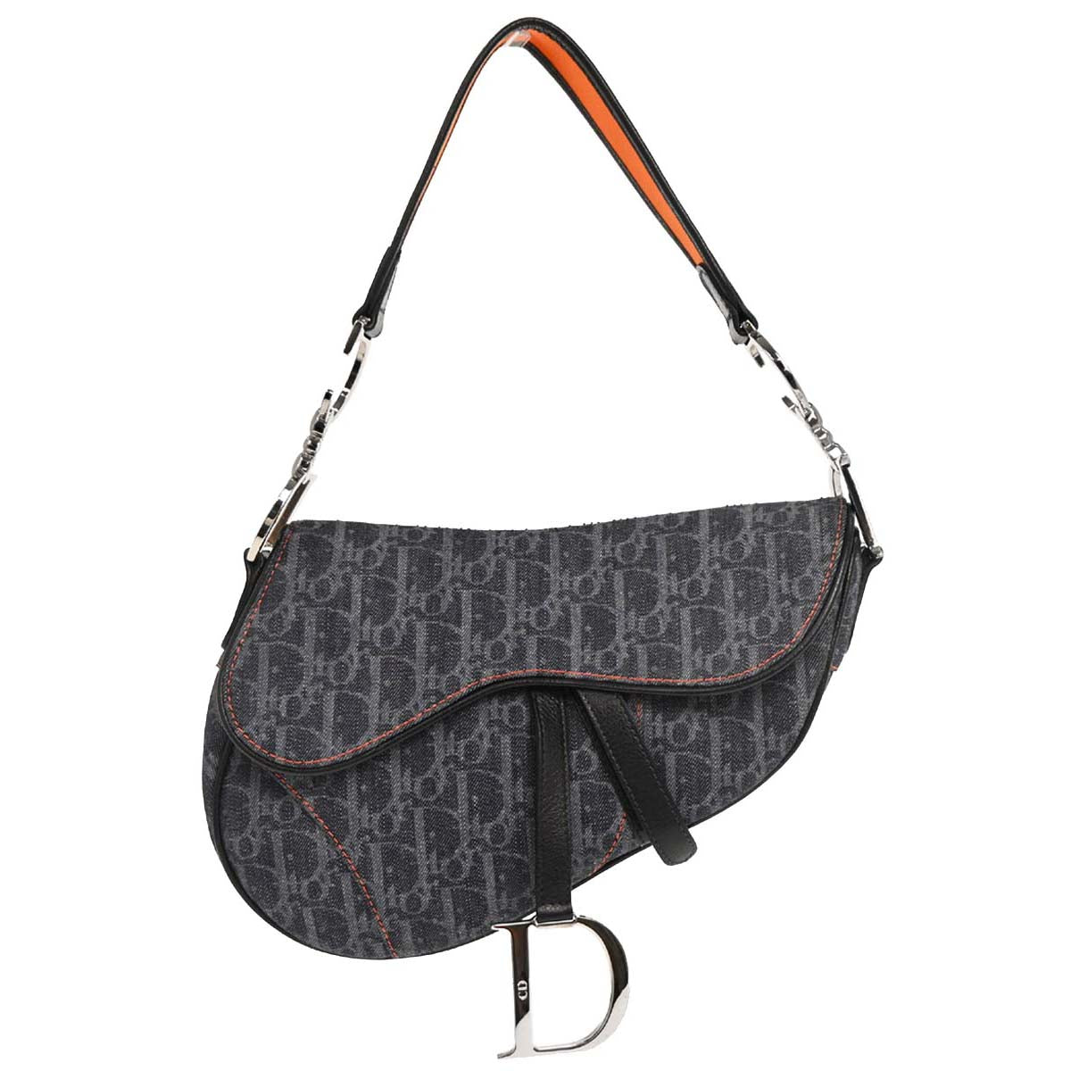 Christian Dior Navy Canvas Flight Trotter Saddle Handbag