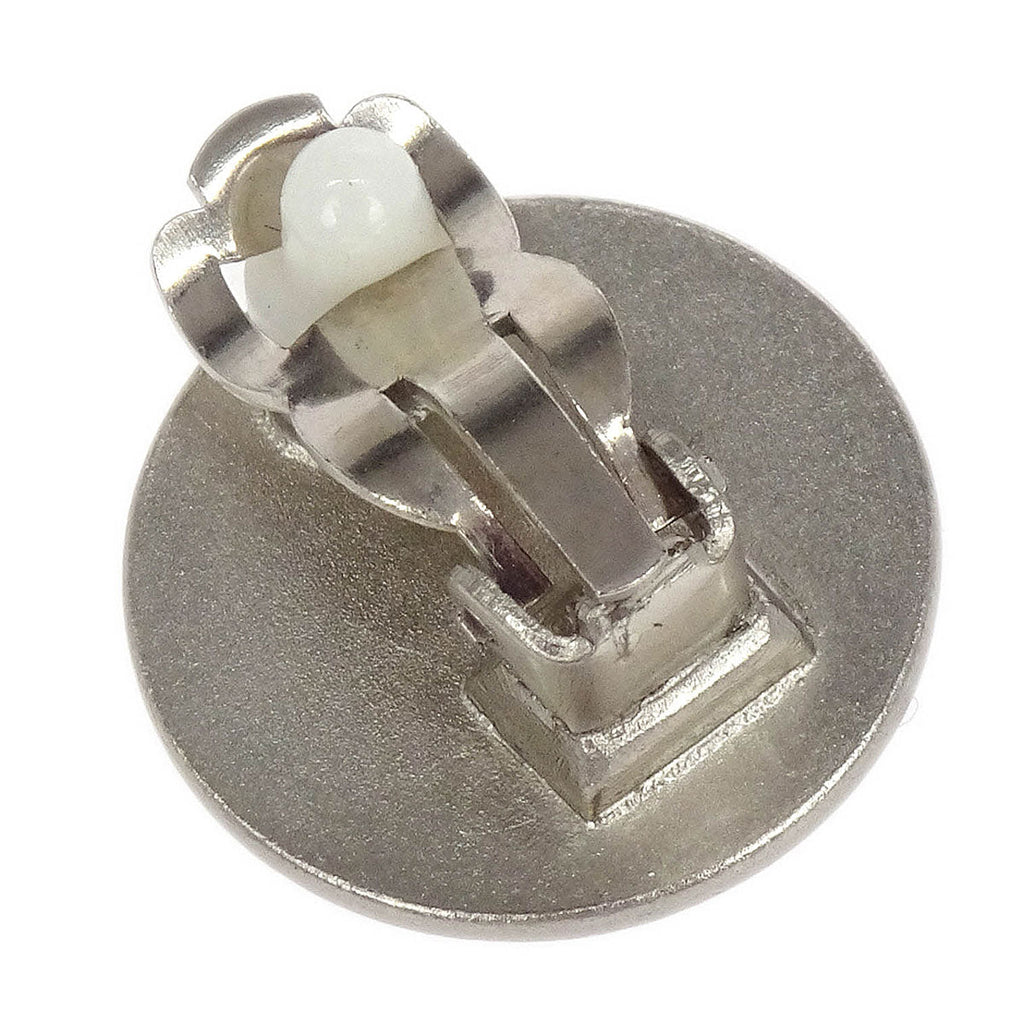 Chanel Button Earrings Clip-On Silver 00C