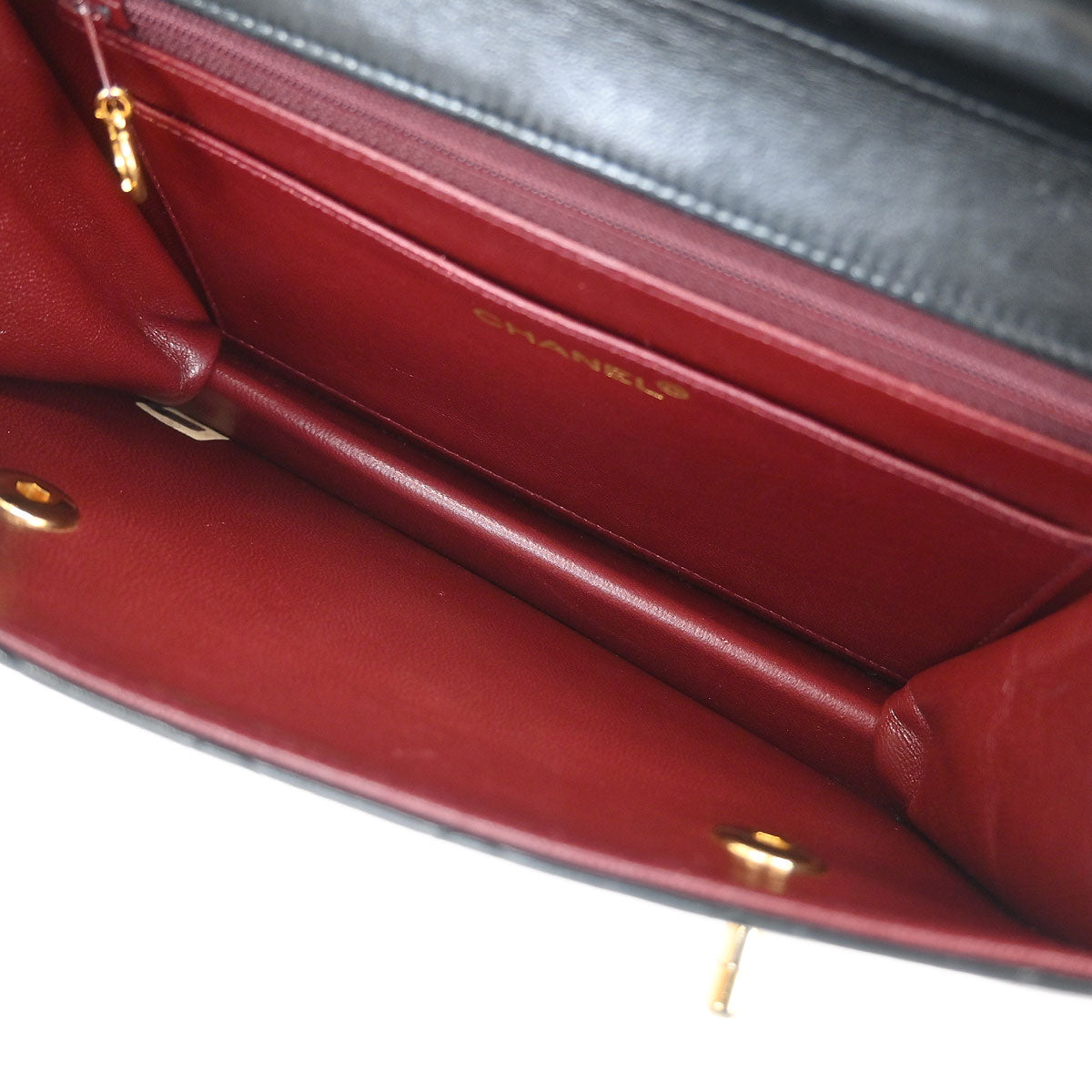 Chanel 1989-1991 Black Lambskin Double Turnlock Shoulder Bag