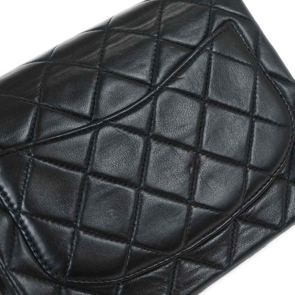 Chanel 2002-2003 Black Lambskin Mini Classic Square Flap Shoulder Bag