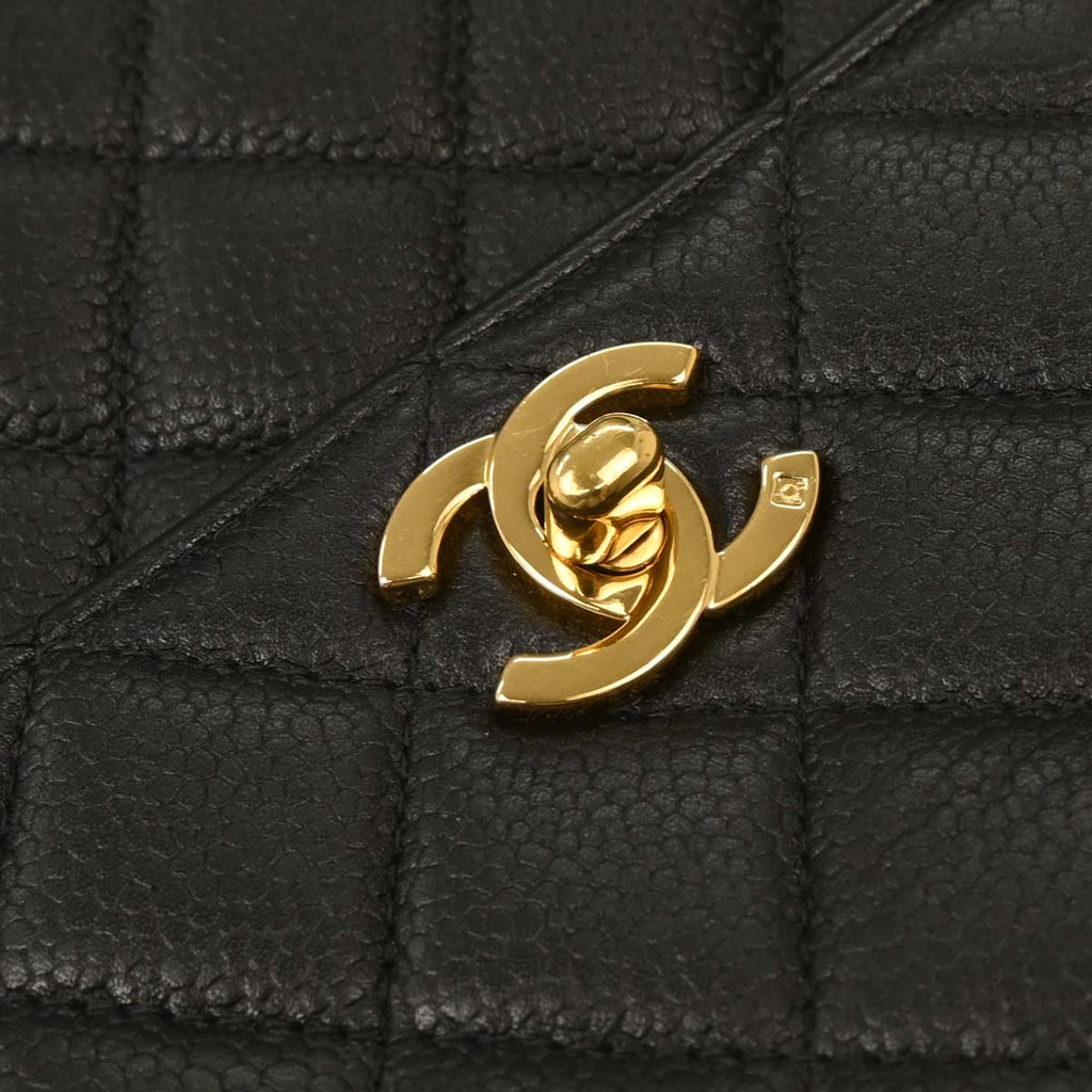 Chanel 1996-1997 Black Caviar Kelly Handbag