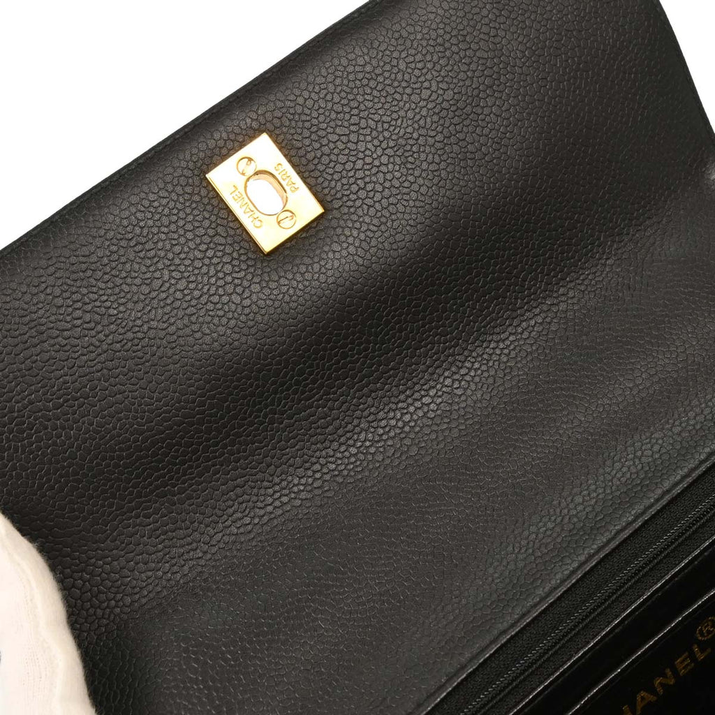 Chanel 1996-1997 Black Caviar Kelly Handbag