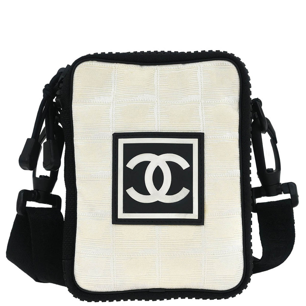 Chanel 2003-2004 White Nylon New Travel Line Shoulder Bag