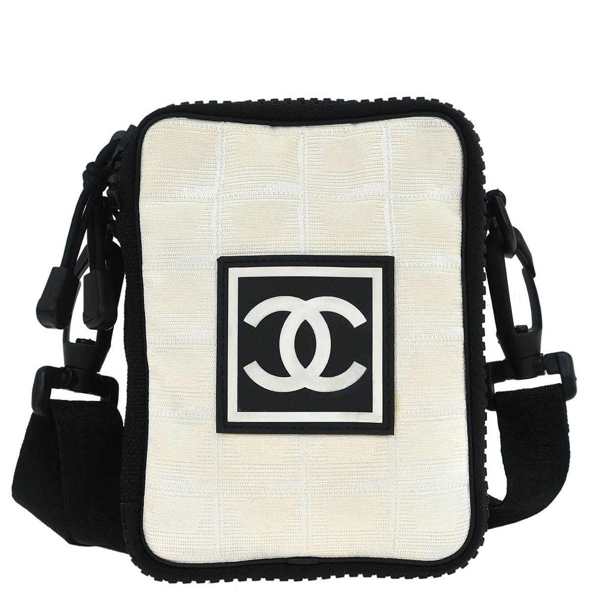Chanel 2003-2004 White Nylon New Travel Line Shoulder Bag