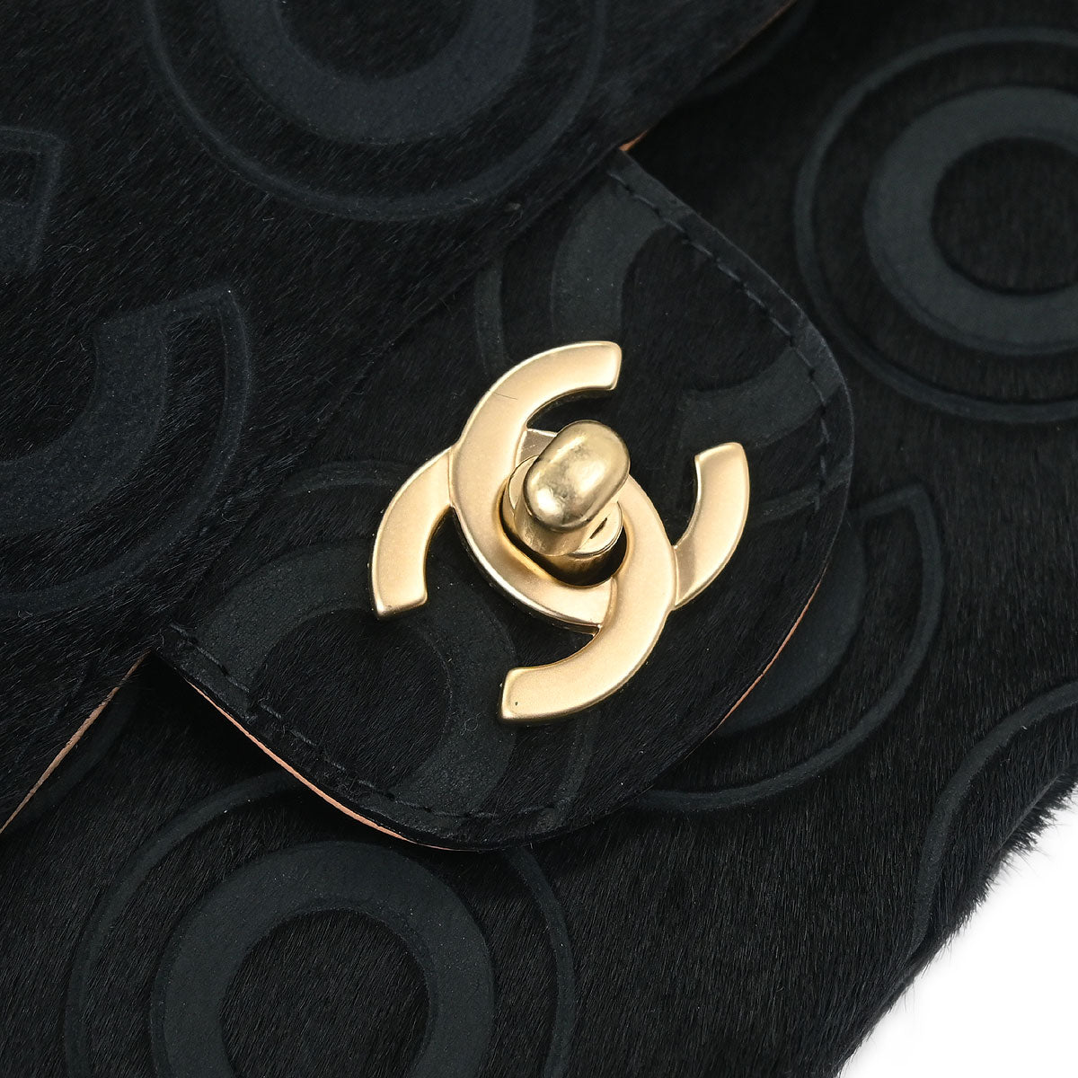 Chanel 2002-2003 Black Pony Hair Medium Classic Double Flap Shoulder Bag
