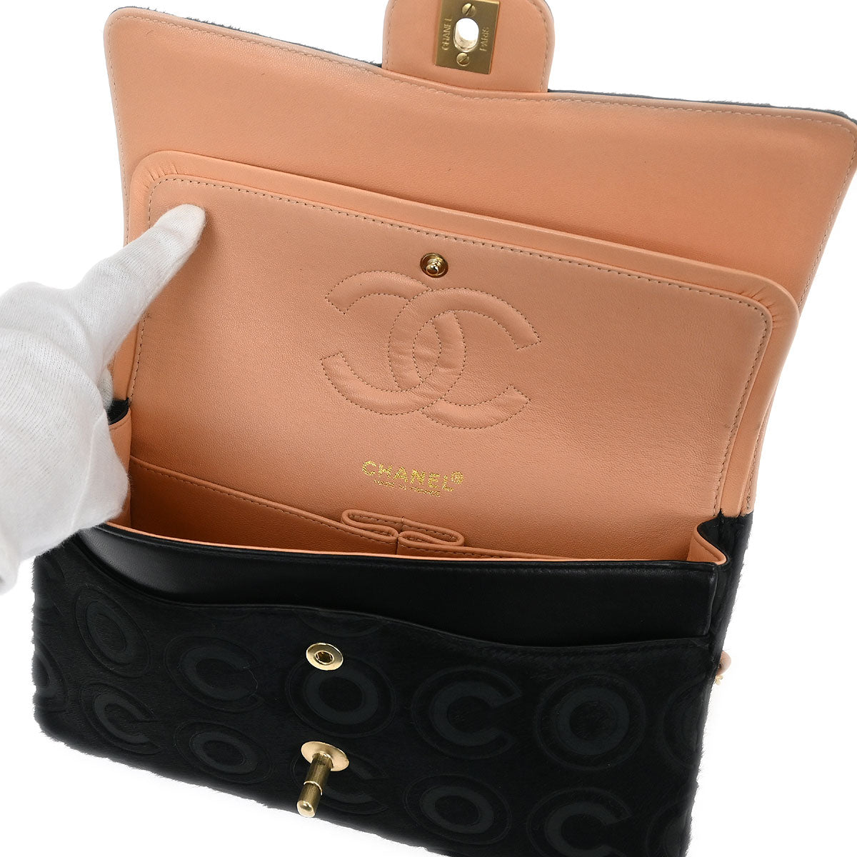 Chanel 2002-2003 Black Pony Hair Medium Classic Double Flap Shoulder Bag