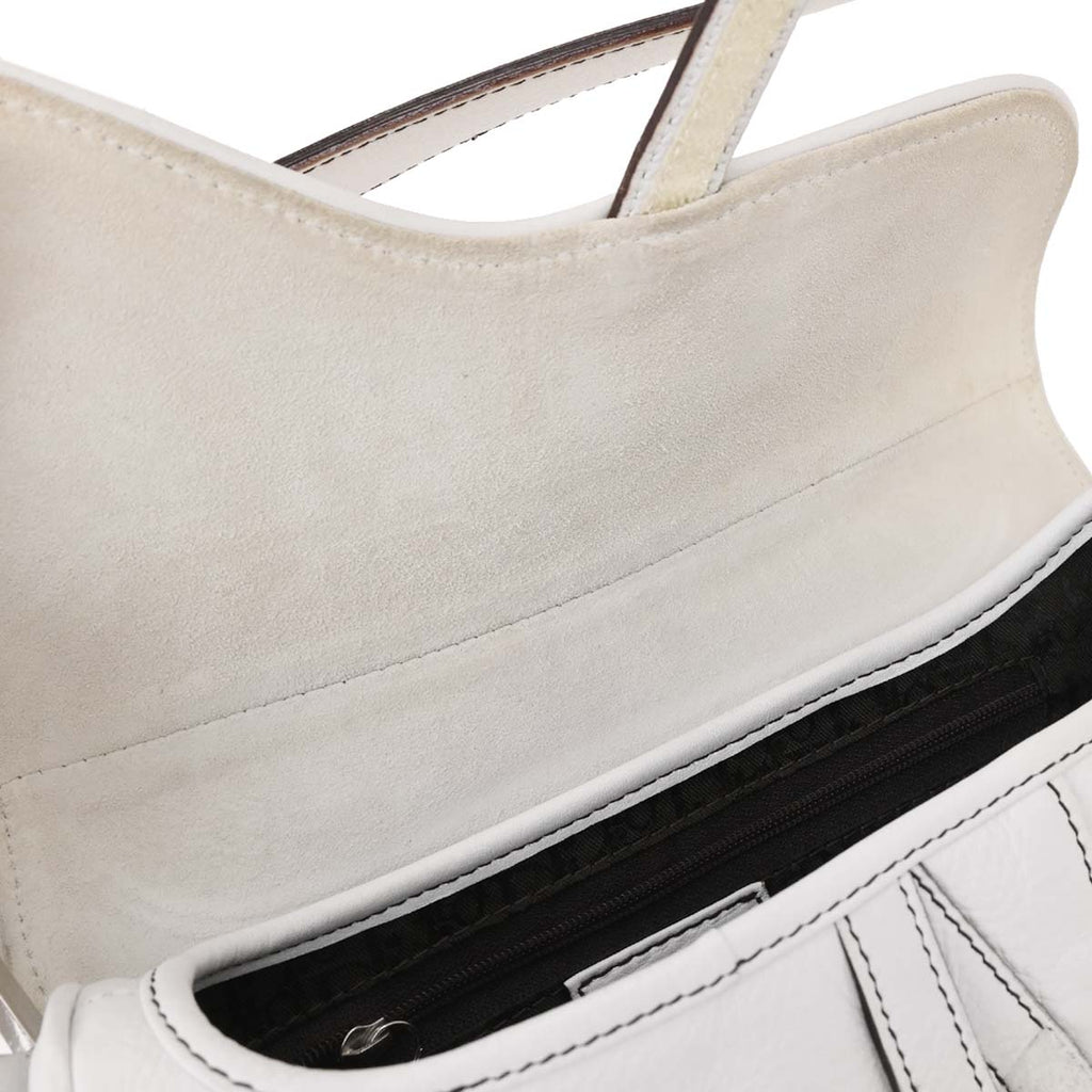 Christian Dior 2002 White Leather Saddle Handbag