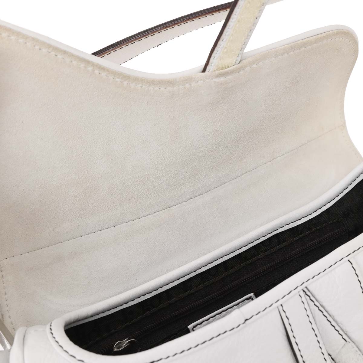 Christian Dior 2002 White Leather Saddle Handbag