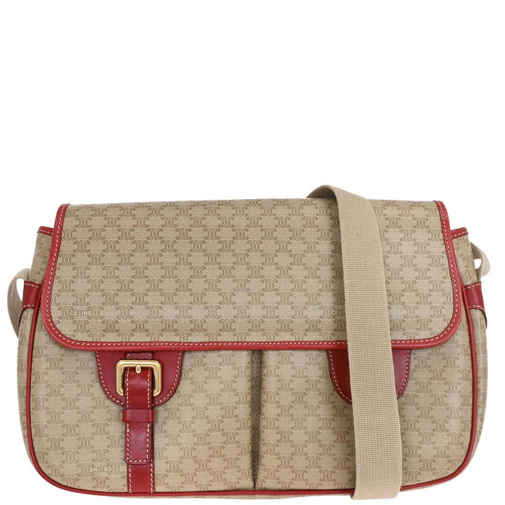 Celine Beige PVC Macadam Shoulder Bag