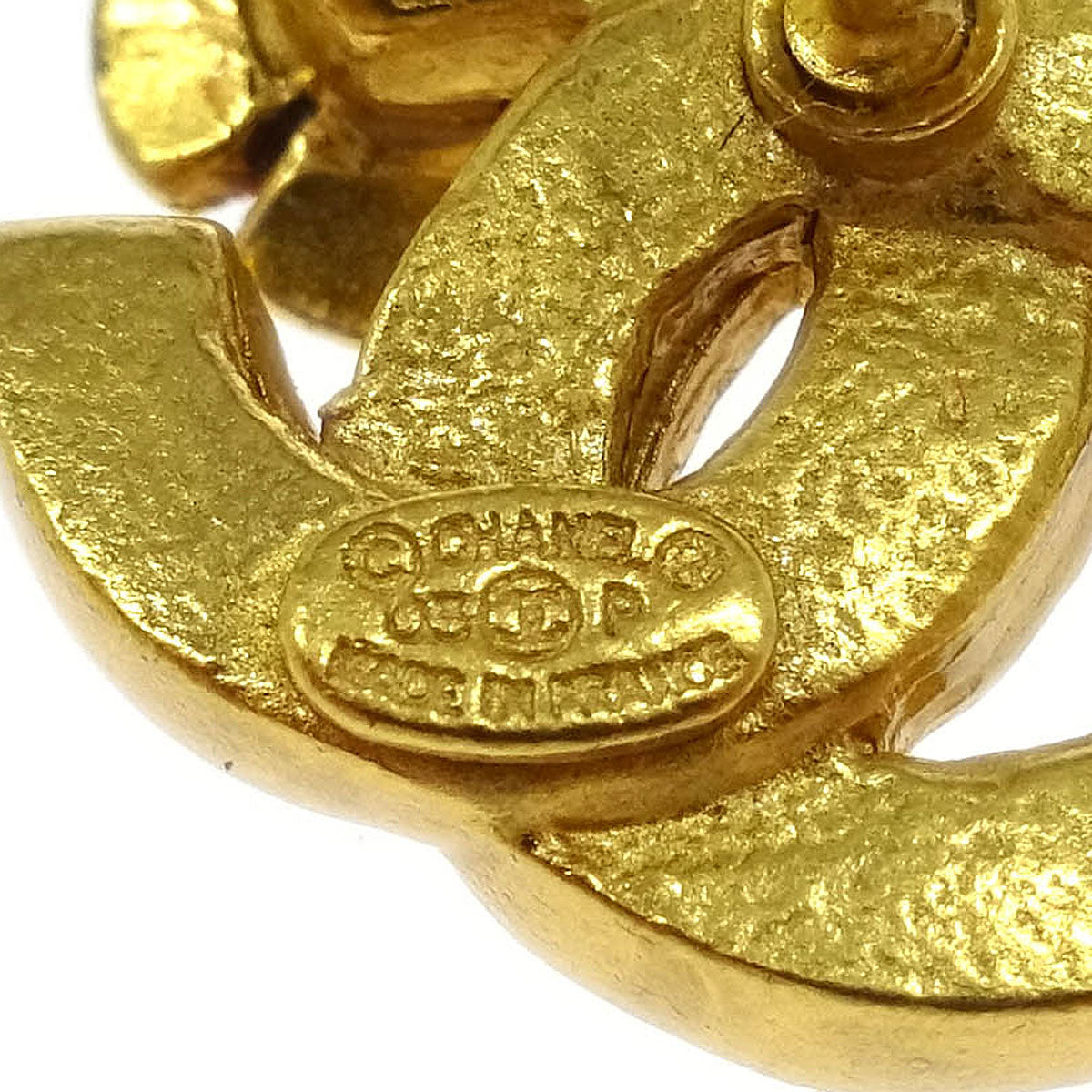 Chanel Pierced Earrings Gold CC 03P