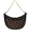 Fendi Black Brown Studded Zucca Handbag