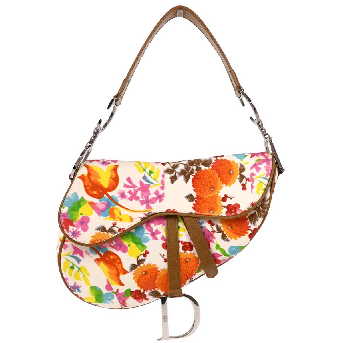 Christian Dior 2005 Multicolor Floral Saddle Handbag