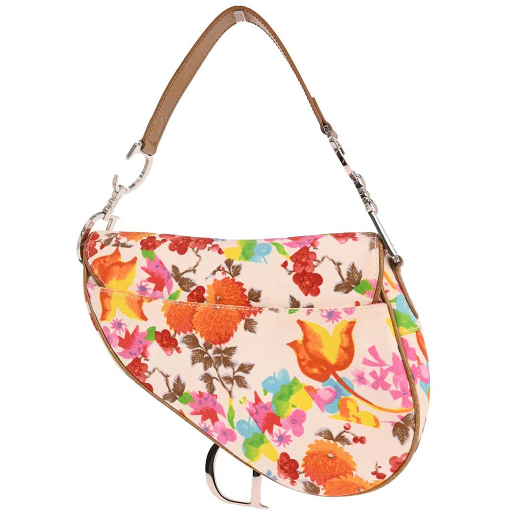 Christian Dior 2005 Multicolor Floral Saddle Handbag
