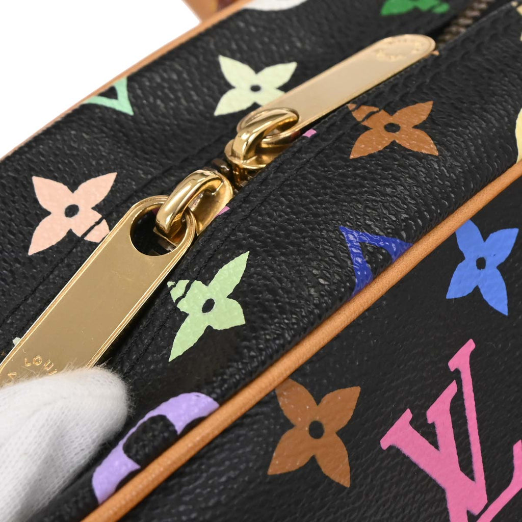 Louis Vuitton 2005 Black Monogram Multicolor Trouville Handbag M92662