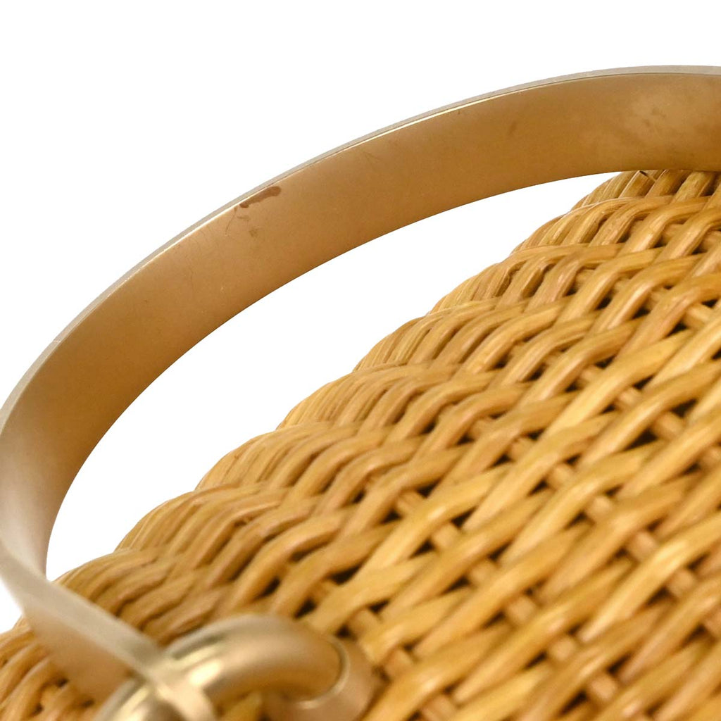 Chanel 2005-2006 Beige Rattan Heart Lock Basket Bag 2way Shoulder Handbag