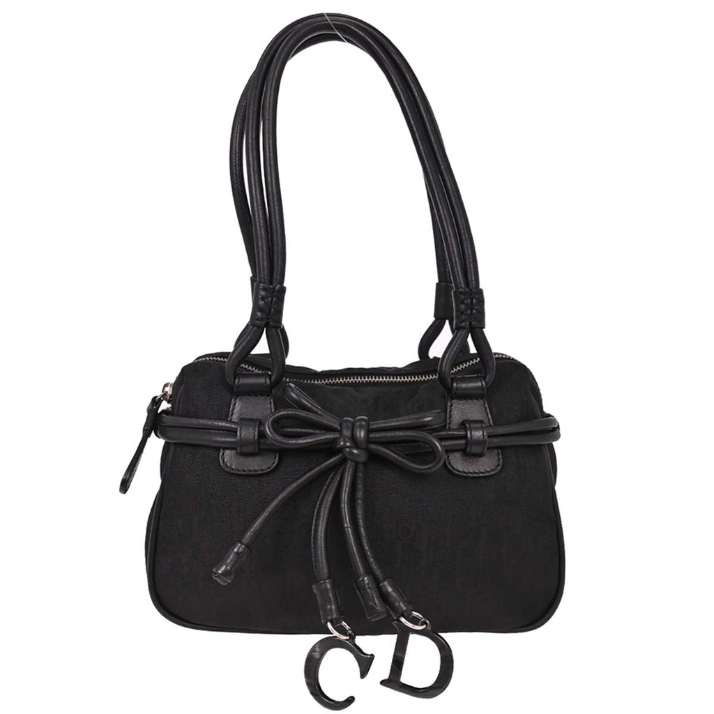 Christian Dior 2007 Black Diorissimo Bow Trotter Handbag