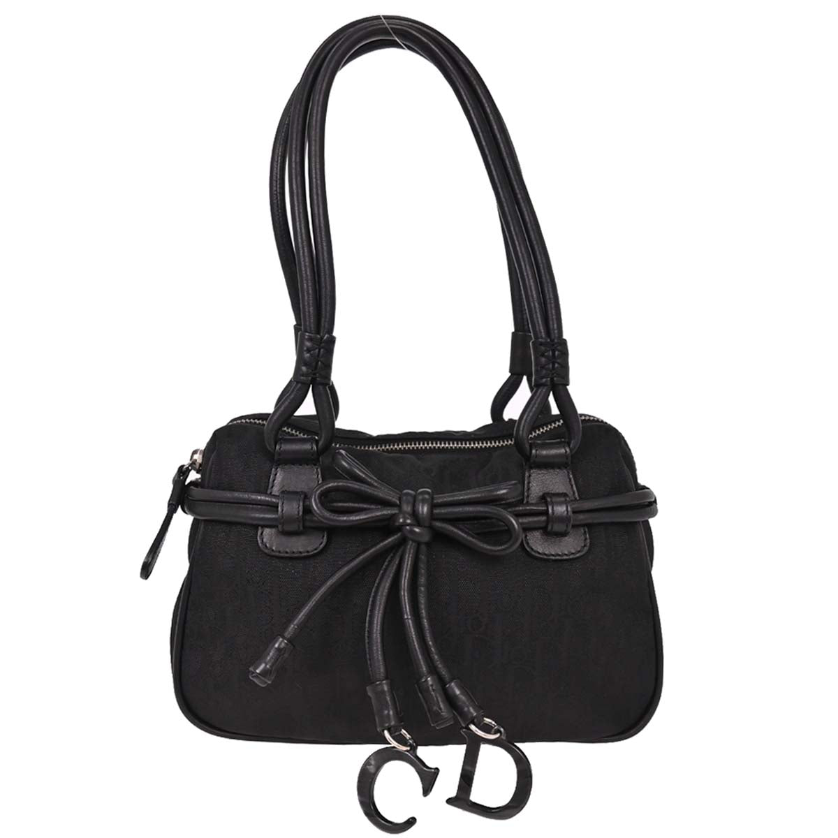 Christian Dior 2007 Black Diorissimo Bow Trotter Handbag