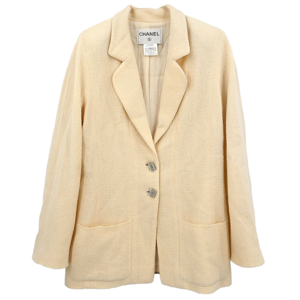Chanel Single Breasted Jacket White #40