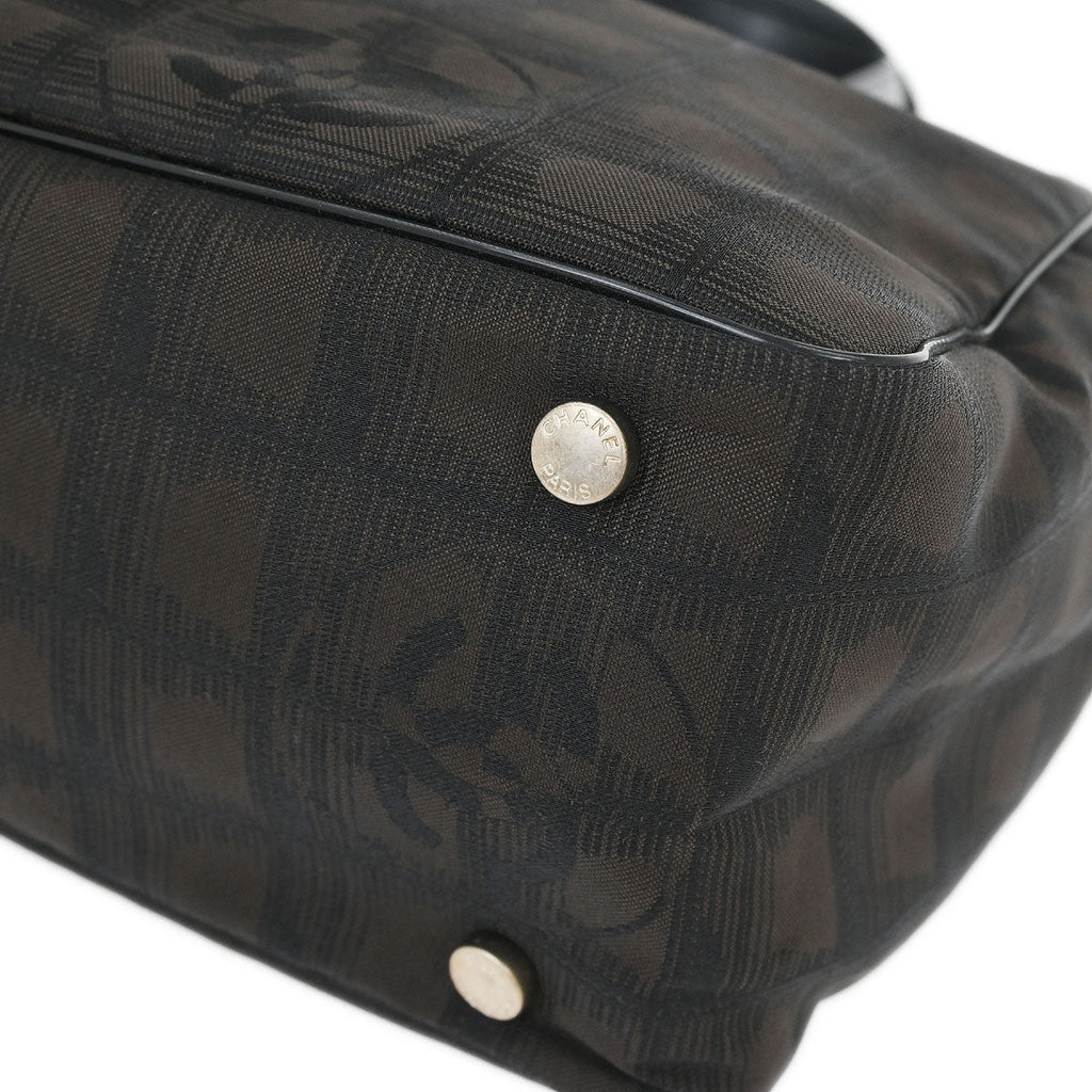 Chanel 2005-2006 Brown Jacquard Nylon New Travel Line Tote Handbag