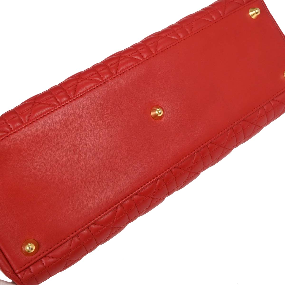 Christian Dior 1999 Red Lambskin Large Lady Dior 2way Shoulder Handbag