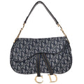 Christian Dior 2002 Navy Trotter Double Saddle Handbag