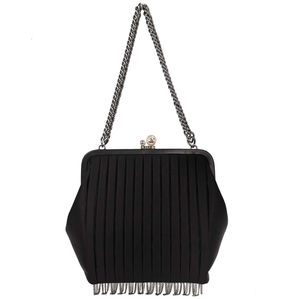 Chanel 2006-2008 Black Satin Mademoiselle Chain Handbag