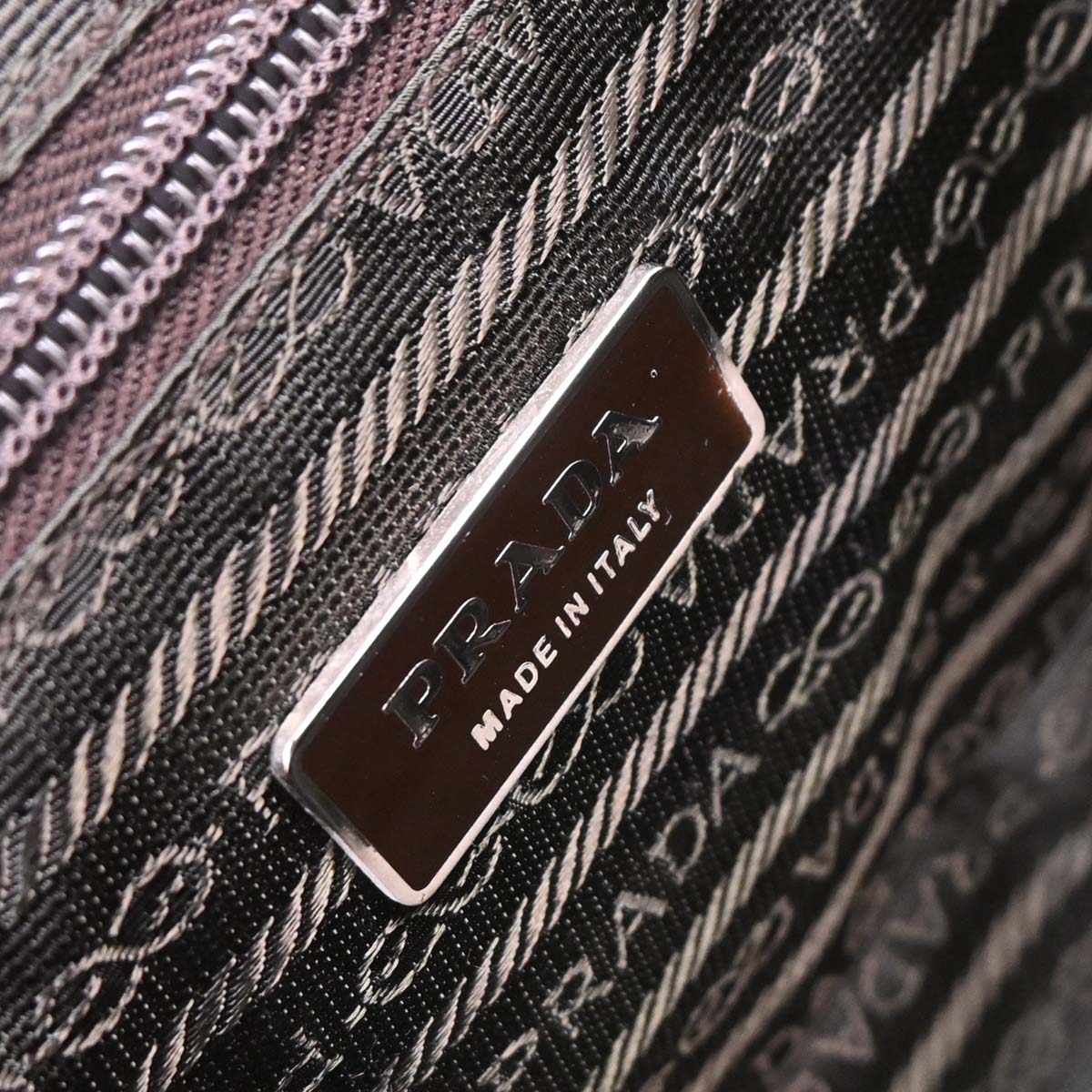 Prada Brown Red Canvas Leather Handbag