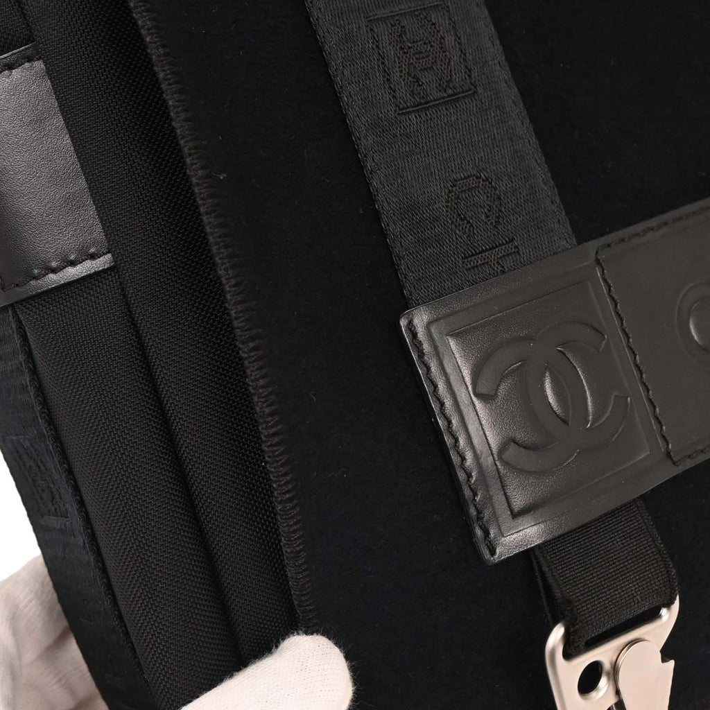 Chanel 2004-2005 Black Felt Nylon Sport Line 2way Shoulder Handbag