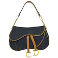 Christian Dior 2001 Navy Denim Double Saddle Handbag