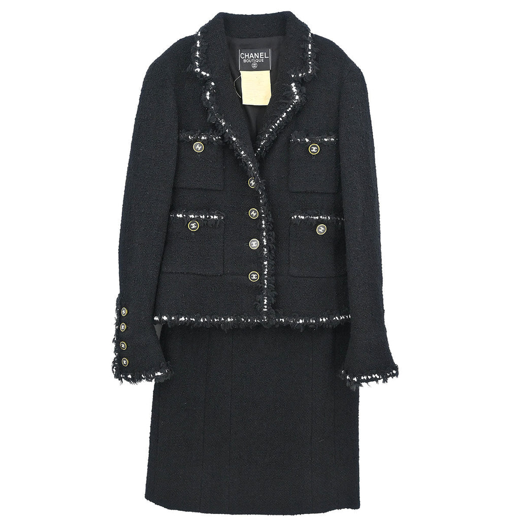Chanel 1994 Setup Suit Jacket Skirt Black #38