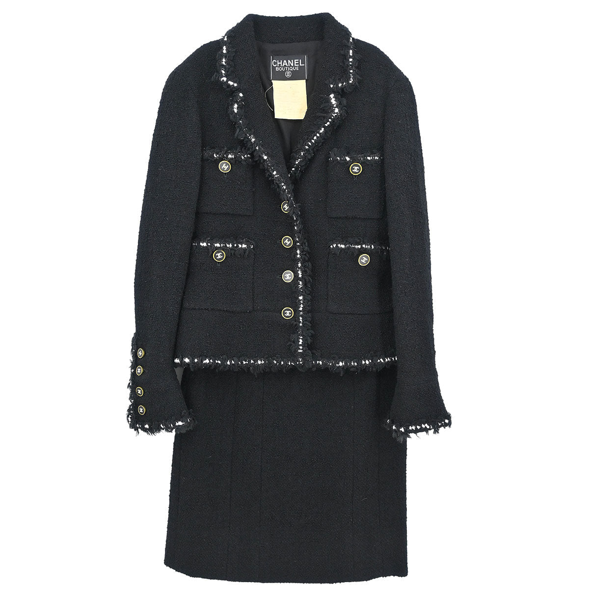 Chanel 1994 Setup Suit Jacket Skirt Black #38