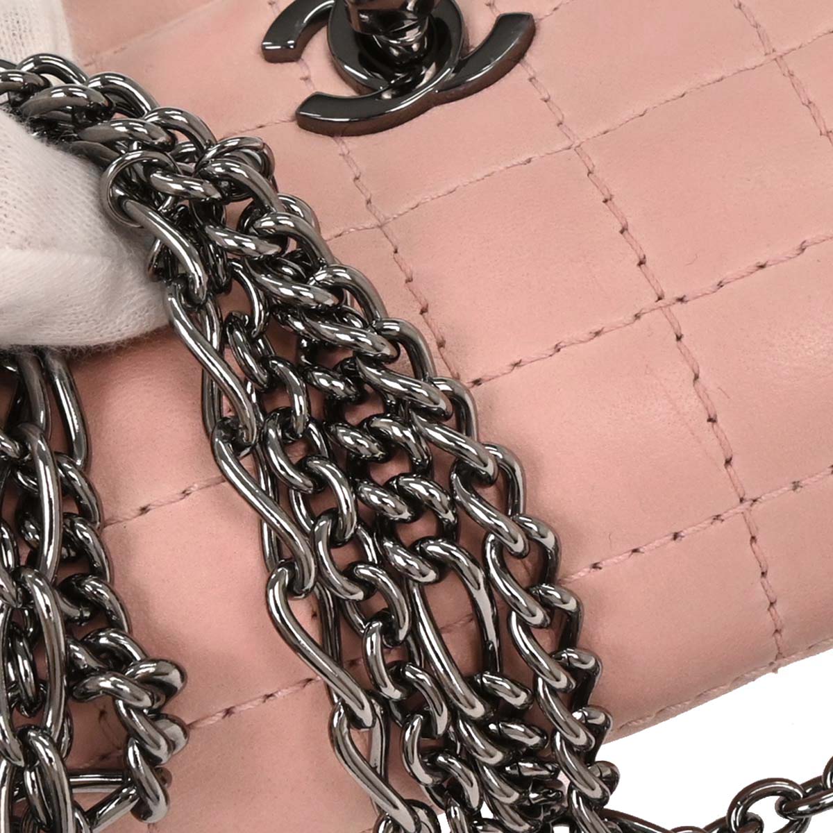 Chanel 2003-2004 Pink Lambskin Choco Bar Handbag