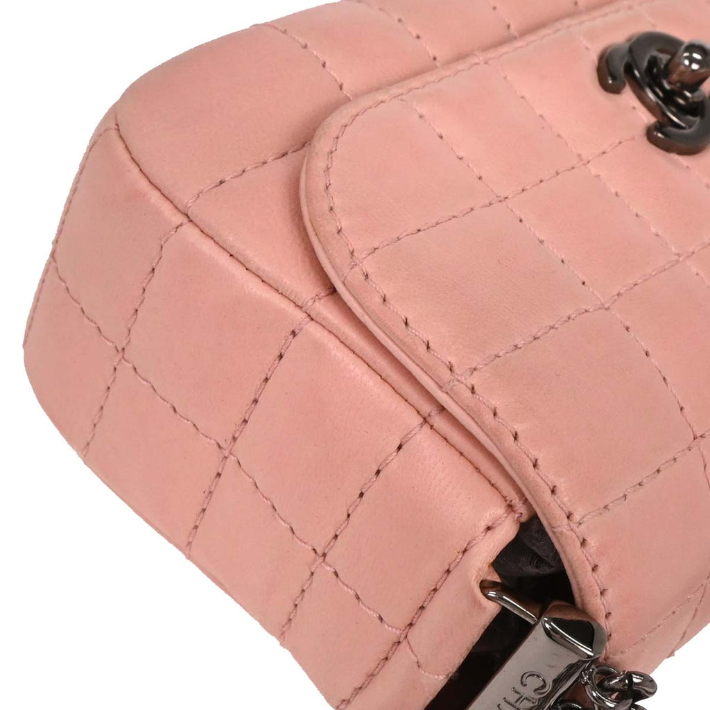Chanel 2003-2004 Pink Lambskin Choco Bar Handbag