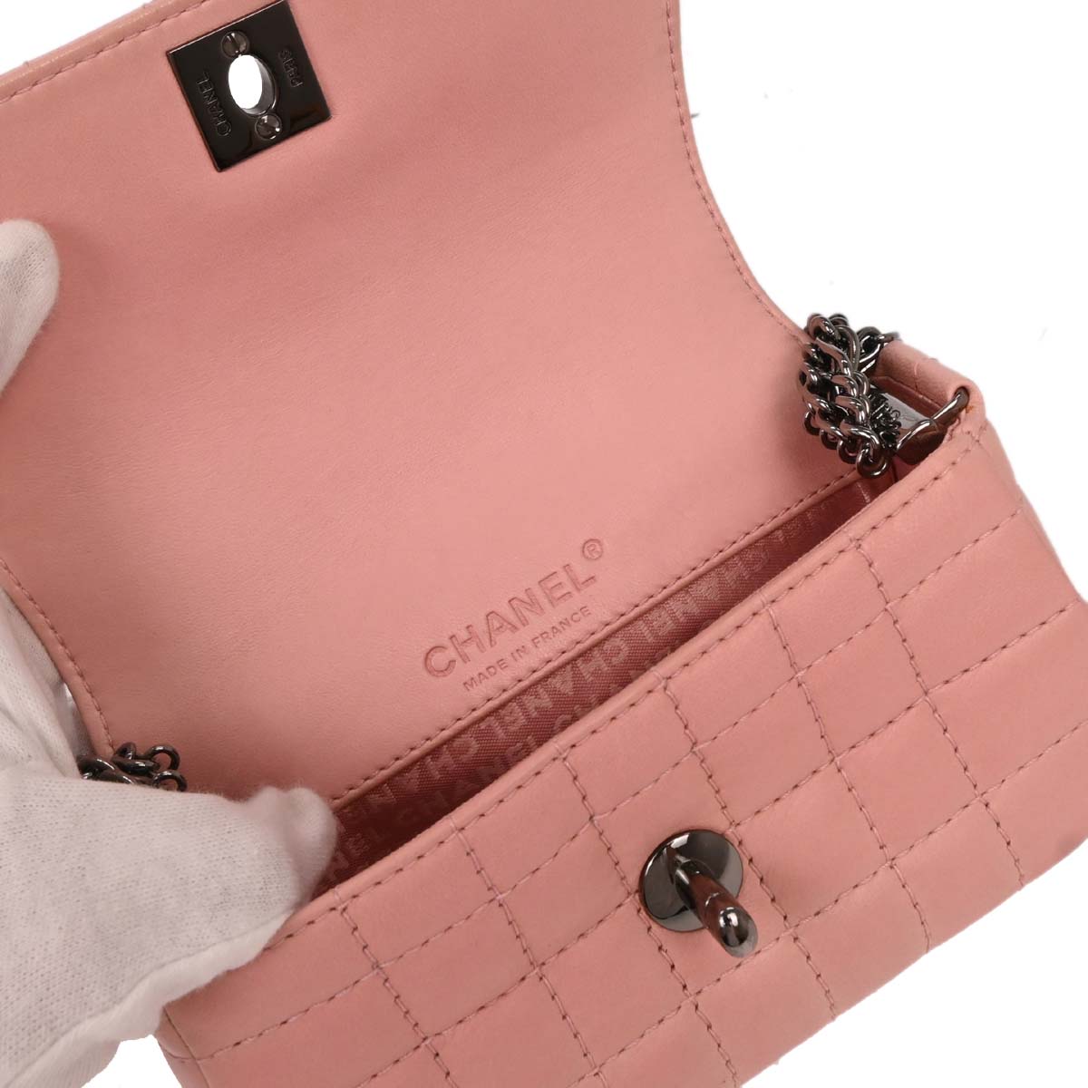 Chanel 2003-2004 Pink Lambskin Choco Bar Handbag