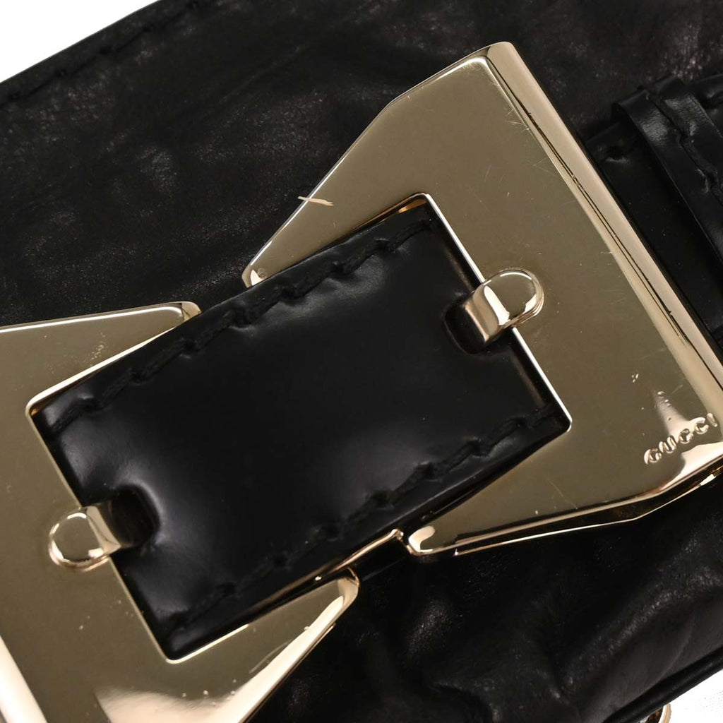 Gucci Black Leather Queen Chain Handbag
